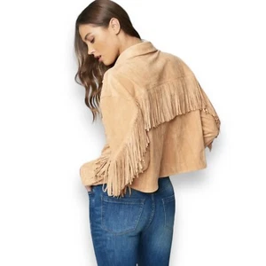 Free People Blank NYC Jacket XS Snap Button Up Faux Suede Fringe Western Cropped - Bild 1 von 14