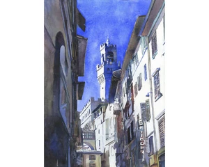Florence, Italy skyline watercolor painting. Florence artwork Italy (print) - Picture 1 of 12