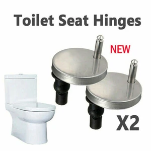 Pair of Adjustable WC Toilet Seat Hinge Fittings Replacement Release Quick Hinge - Picture 1 of 11