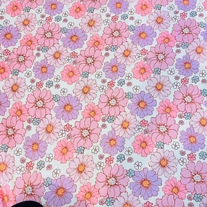 Floral Stretch fabric by the yard, double brush poly fabric Remnant for kids - Picture 1 of 3