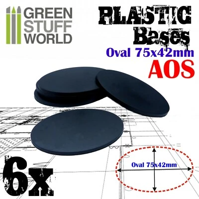 6x Basette Plastico OVALE 75x42mm Basi Miniature Diorami 42x75mm AOS wargames