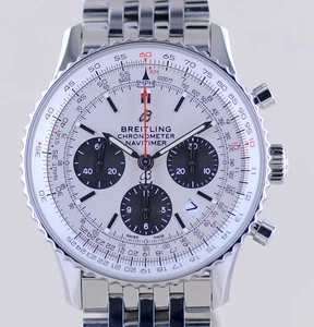 Breitling Uhr Navitimer 01 Chronograph 43 mm B01 Stahl Silver Panda Dial B+P - Bild 1 von 16