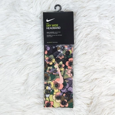 Faixa de cabeça feminina Nike Dri-FIT Dry Wide Fury estampada preta/carmesim/rosa OSFM - Imagem 1 de 3