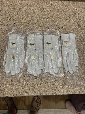 4 мягкие мужские перчатки для гольфа Titleist Perma Cadet средние комфортные белые - Изображение 1 из 3