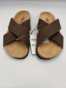 livergy natural walk men's brown sandals size 9 bnwt - Picture 1 of 4