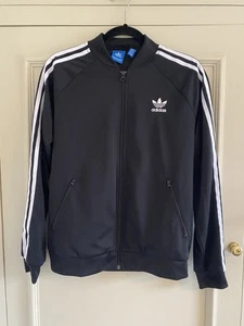 adidas Three Stripe Retro Women’s Cropped Black Track Zip Up Size 16 - Picture 1 of 3