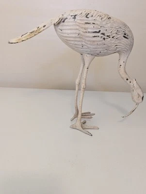 IbisCrane de latón blanco pintado envejecido 11" T por 13" W jardín, césped, decoración usada Foto 1 de 4