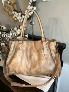 NWT Bed Stu Leather Rockaway Shoulder Bag Crossbody Tote Taupe Driftwood $355 - Picture 1 of 11