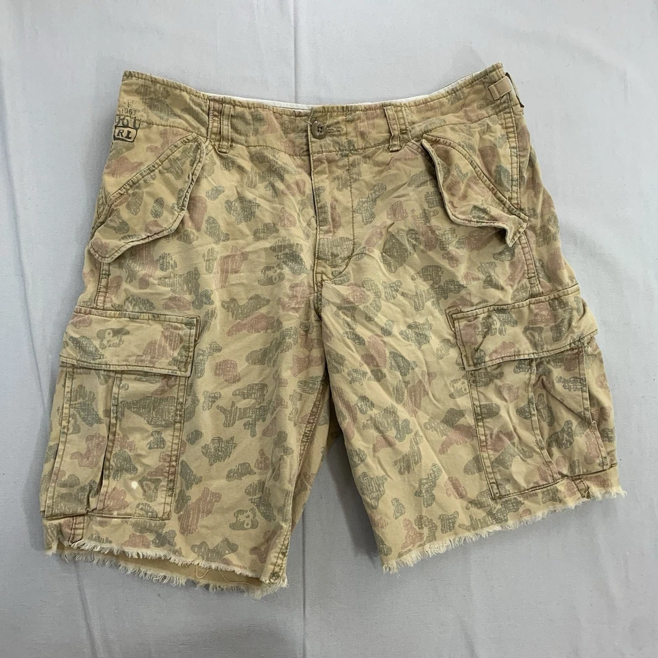 Denim & Supply Ralph Lauren Cargo Shorts Mens 32 Beige Desert Camo Baggy Y2K - Image 1 of 4