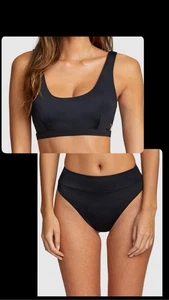 RVCA einfarbiges schwarzes Bikini Set Bralette Oberteil Gr. L hoher Bund Unterteil Gr. M TOP - Bild 1 von 20