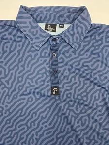 Camisa polo Pure Golf Company para hombre con estampado total azul XXL ligera elástica - Imagen 1 de 13