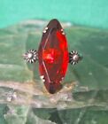Antique Soviet USSR Ring Golding Sterling Silver 875 Red Glass Women's Size 9