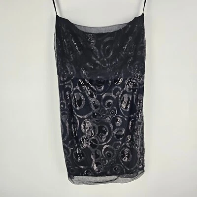 Carla Zampatti Dress Womens 12 Strapless Black Sequin Mesh Overlay Cocktail - image 1 of 4