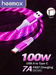 Cavo di ricarica rapida USB A a Type C luminoso flusso 100W per Huawei Samsung Xiaomi - Foto 1 di 20