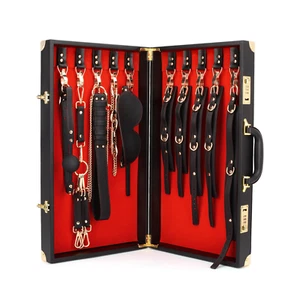 BDSM Vegan Leather Submissive Bondage Restraint Set 12p with Lockable Briefcase - Picture 1 of 11