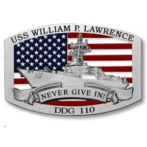 USS WILLIAM P. LAWRENCE DDG-110  3" BELT BUCKLE  - Picture 1 of 1
