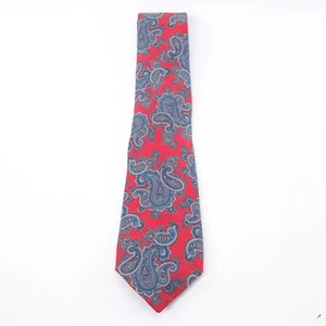 Harve Benard Tie Mens 58 in Pure Silk Red Slate Blue Paisley Wide Classic - Picture 1 of 9