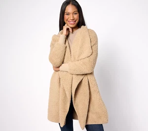 NEW BumbleBella by Jill Martin XXS Sherpa Cascading Cardigan Prosecco QVC 2255 - Picture 1 of 9