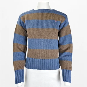 Vintage Ralph Lauren 100% Wool Sweater 90s Striped Knit Pullover Womens M - Picture 1 of 10