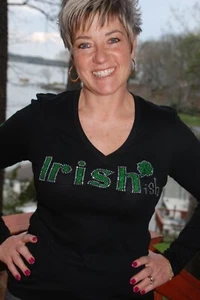 St Patricks Day rhinestone glitter shirt XS S M L XL XXL1X 2X 3X 4X 5X IRISH-ish - Picture 1 of 10