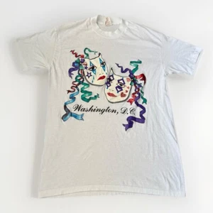 Vintage Washington DC T Shirt Mens L 80s Masquerade White Graphic Tee Single - Picture 1 of 10