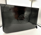 Gucci Gg Rare Black Patent Leather Large Clutch Laptop Case