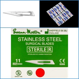 10pcs Swann Morton Stainless Steel No.11 Sterile Sealed Surgical Scalpel Blades - Picture 1 of 3