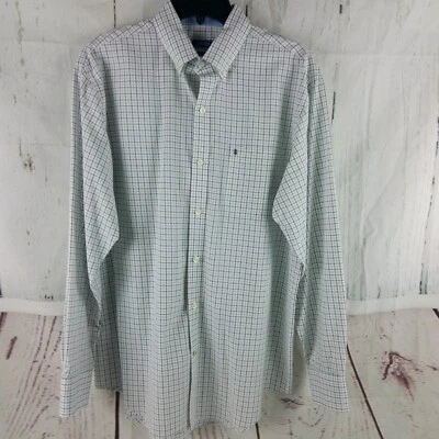 Izod Premium Essentials Men's White Check Button Down Long Sleeve Shirt Size M - Image 1 of 4
