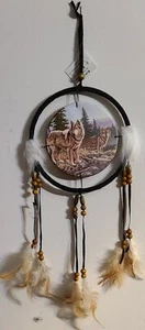 DREAMCATCHER INDIAN WITH WOLVES WOLF TREE FOREST MOUNTAIN OUTDOOR (CR43) - Picture 1 of 2