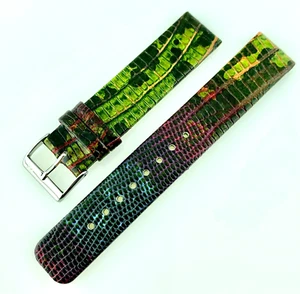 CINTURINO PELLE STAMPA ALLIGATORE MIS 18 VERDE RICAMBIO MORELLATO PER OROLOGIO - Picture 1 of 4
