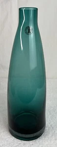 IKEA Retired MILDRA Turquoise Glass Bottle Vase Handmade 11" Tall NEW - Picture 1 of 8