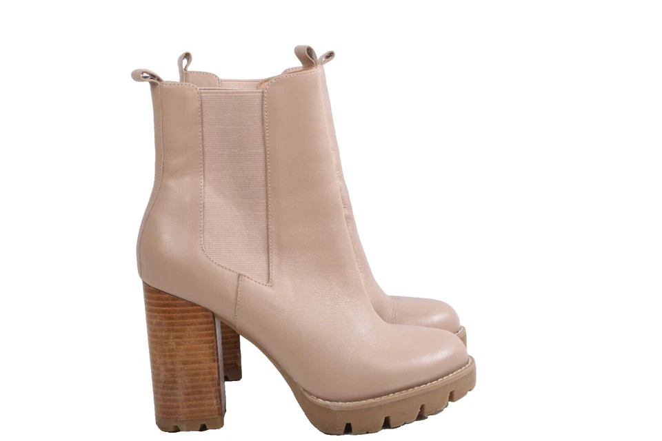 Botas Chelsea Charles David Gambit Beige Cuero Plataforma Tacón Tobillo Talla 8M Foto 1 de 4