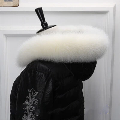 100 % Real Cuello Zorro Bufandas Genuinas Chaquetas de Invierno Capucha Ribete Cálido Chal Foto 1 de 4