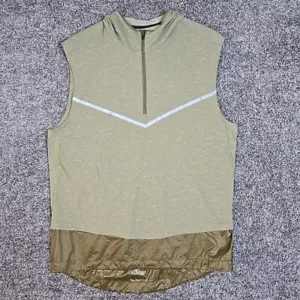 Nike Sleeveless Running Hoodie Top Mens Large Brown Half Zip Pullover AR9819-284 - Picture 1 of 11