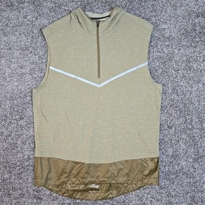 Nike Sleeveless Running Hoodie Top Mens Large Brown Half Zip Pullover AR9819-284 - Image 1 of 4