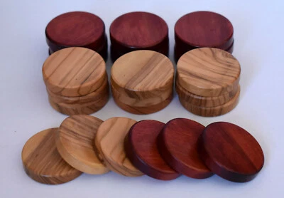 30 Natural Olive Wood - Red Color Backgammon Checkers - Chips 1.4 inches - Image 1 of 2