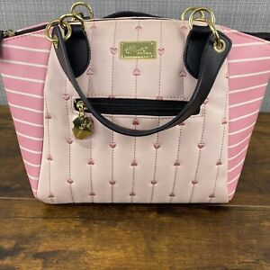 Luv Betsey by Betsey Johnson Quilted Purse Satchel Crossbody Pink White Hearts