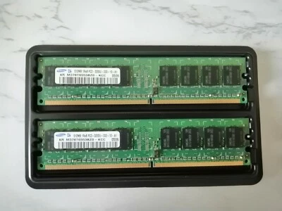 One Set of 2 Computer Desktop Memory RAM - 512MB PC2 3200U SamSung - Used - Image 1 of 2