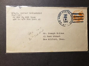 APO 80 KAUFBEUREN, GERMANY 1945 WWII Army Cover 80th Division HQ MII Team - Picture 1 of 2