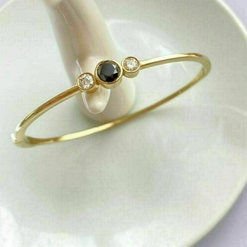 VALENTINO Bracciale Moissanite Onice Taglio Tondo 1 90 Ct Creato in Laboratorio Placcato Oro Giallo