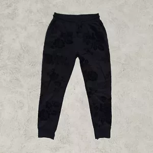 21 Men Velvet Flowers Sweatpants Mens M Black Sweatpants Floral Trousers Forever - Picture 1 of 8
