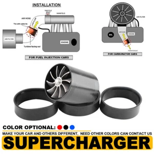 Supercharger Double Dual Turbonator Air Intake Fuel Saver Turbo Charger Fan BK - Picture 1 of 10