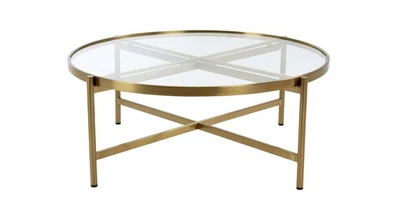 DFS Nene Glass & Brass Round Coffee Table RRP £249 - Image 1 of 3