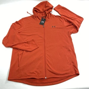 Under Armour Men's XL Full Zip Hoodie Loose Lightweight Warm Up Terry Orange - Picture 1 of 5