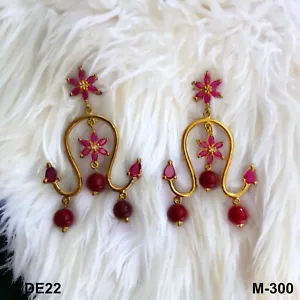 AD indischer Schmuck Ohrring Damen vergoldet CZ Bollywood kubischer Zirkonia ethnisch - Bild 1 von 6