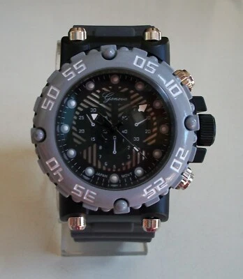Men's Gray & Hematite Black Finish Silicone Band Fashion Casual Hip Hop Watch - Image 1 of 4