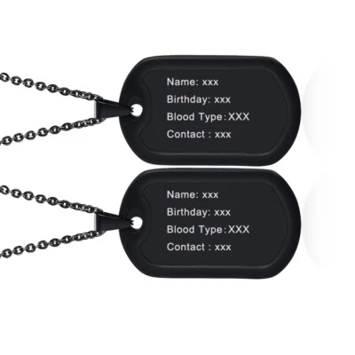 Nombre de identificación personalizado etiquetas militares para perros con silenciador de silicona collar colgante para hombres Foto 1 de 4