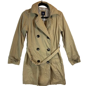 Gap Women's Double Breasted Trench Coat XS Khaki Beige Belted Pockets - Picture 1 of 16