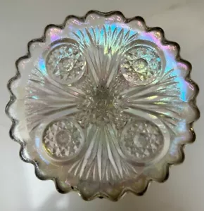 IMPERIAL GLASS pattern no 212 iridescent white Carnival footed compote 1951-72 - Picture 1 of 10