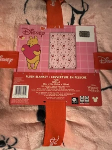 Winnie The Pooh TWIN Size Plush Throw Blanket Heart Balloons Pink 60 X 90” - Picture 1 of 6